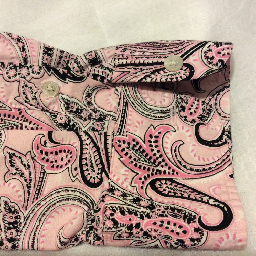 Chaps button down pink paisley shirt